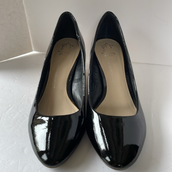 Franco Sarto shoes size 10 black patent leather wedge - Picture 2 of 10